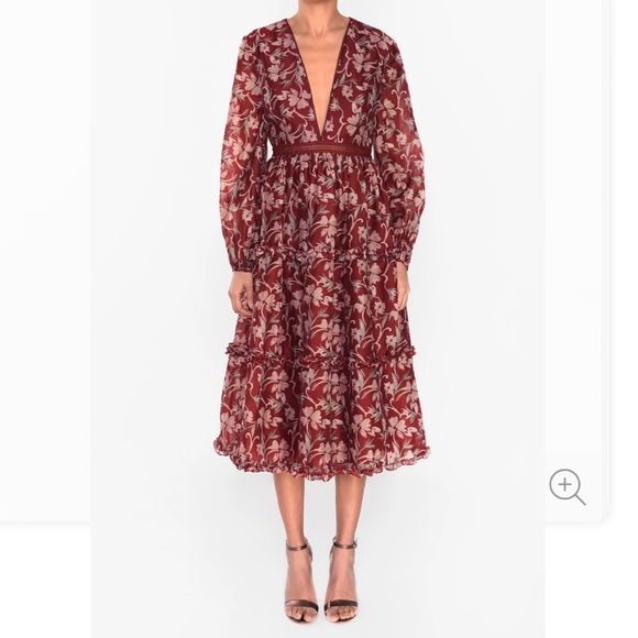 True Decadence Dresses & Skirts - True decadence Burgundy Organza midi dress US4